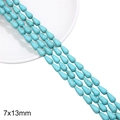 Perles goutte de turquoise 7x13mm avec veines brunes pour la création de bijoux DIY - Longue Goutte d'Eau / Environ 30 pcs (38cm/Paquet) / Bleu