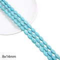 Brins de perles ovales turquoise 8x14mm avec veines brunes pour création de bijoux - Perles d'olive / Environ 28 pcs (38cm/Paquet) / Bleu