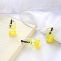 Miniature glass bottle charms with lemon slices and straw for DIY jewelry making - 18x10mm (Pack of 6) / Yellow Series
