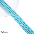 Perles ovales turquoise de 7x9mm avec texture brune pour création de bijoux DIY - Petite Perle Ovale / Environ 44 pcs (38cm/Paquet) / Bleu