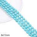 Perles de turquoise bleu ciel 8x11mm en forme de larme pour la création de bijoux DIY - Goutte d'eau plate / Environ 34 pcs (38cm/Paquet) / Bleu