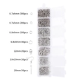 Silbernes Schmuck-DIY-Set mit Biegeringen und Karabinern in einer 7-Fächer-Box - 1 Set / Silberfarbenes 7-Gitter Schmuckzubehör-Set