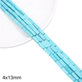 Brins de perles rectangulaires turquoise 4x13mm avec texture de pierre pour bijoux DIY - Rectangulaire / Environ 28 pcs (38cm/Paquet) / Bleu