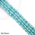 Perles de turquoise synthétique 9x13mm en forme de nœud pour création bijoux DIY - Colonne Irrégulière Facettée / Environ 31 pcs (38cm/Paquet) / Bleu