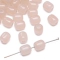 Pink jade-style barrel beads with polished finish for DIY jewelry and bracelets - Milk Tea