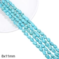 Perles turquoise 8x11mm pour bracelets DIY avec texture minérale naturelle riche - Pierre Irrégulière (Petite) / Environ 38 pcs (38cm/Paquet) / Bleu
