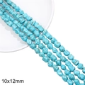 Perles citrouille en turquoise synthétique bleue 10x12mm pour bijoux DIY - Pierre Irrégulière (Grande) / Environ 35 pcs (38cm/Paquet) / Bleu
