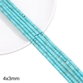 Perles de turquoise cylindriques 4x3mm avec texture naturelle pour fabrication de bijoux - Perle Ronde / Environ 107 pcs (38cm/Paquet) / Bleu