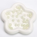 Translucent yellow floral glass beads with ice crackle effect for DIY jewelry making - Grass Green