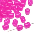 Hot pink jade-style barrel glass beads for DIY bracelet and jewelry making - Rose Red