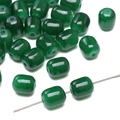 Dark green barrel-shaped glass jade beads with polished finish for DIY jewelry - Dark Green
