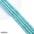 Rangs de perles boulier en turquoise synthétique 4x8mm avec textures maillées brunes - Perles d'abaque / Environ 78 pcs (38cm/Paquet) / Bleu
