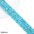 Perles carrées turquoise synthétique 8x8mm bleu ciel avec motifs pour bijoux DIY - Perle Carrée / Environ 52 pcs (38cm/Paquet) / Bleu