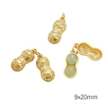 Ciondolo arachide dorato 9x20mm con design apribile e intarsio di pietre preziose verdi - Arachide Verde Chiaro