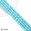 Perles de turquoise facettées bleu ciel avec veines brunes pour bracelets DIY 8x11mm - Section Transversale Rectangulaire / Environ 32 pcs (38cm/Paquet) / Bleu
