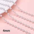 Bastelbedarf 4mm ABS Kunstperlenkette mit Silbergliedern auf rosa Hintergrund - Silber / 4mm