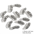 Vintage silver alloy hollow tube beads 25x7mm with floral texture for DIY jewelry - Vine Relief Style (3#) / Pack of 10 (25mmx7mm, Hole 4mm)