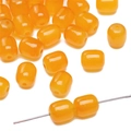 Ginger yellow barrel glass beads with vertical holes for DIY jewelry making - Amber Yellow
