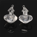 DIY silver house pendant with clear resin heart base for handmade necklace charms - Transparent House In The Sky Pendant (BSB109) / 1 Piece/Pack (20x26mm) / Clear