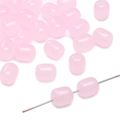 Pink barrel-shaped glass faux jade beads with center hole for DIY jewelry making - Light Pink