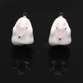 Cute white ghost resin charms with pink heart crystals for DIY jewelry making - White Ghost Holding Pink Heart (BSB109) / 1 Piece (16x23mm) / White (Pink Zirconia)