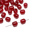 Deep red 8x10mm glass barrel beads with polished finish for DIY jewelry making - Red Agate