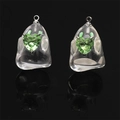 Green heart gemstone pendant with transparent resin ghost shape for DIY jewelry making - Transparent Ghost Holding Green Heart (BSB109) / 1 Piece (16x23mm) / Transparent (Green Zirconia)
