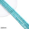 Perles turquoise synthétiques bleu ciel 3x6mm pour création de bijoux DIY - Tube Rond Ondulé / Environ 131 pcs (38cm/Paquet) / Bleu