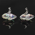 Iridescent resin cloud pendants with silver moon moon accent for DIY jewelry making - Iridescent Transparent Cloud In Moon Pendant (BSB109)