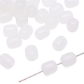 Translucent white 8x10mm glass barrel beads for DIY handmade jewelry and bracelets - White