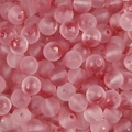 Macro detail of pink frosted glass beads with gold foil and red speckles for DIY jewelry - 8mm (50 Pieces/Pack) / Red