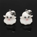 Ghost resin pendants with silver metal hats for Halloween DIY jewelry making - White Ghost With Top Hat Pendant (BSB109)