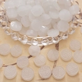White semi-transparent round jade-style bead with Fu character for DIY jewelry making - White Fu Character Plate / 10 Pcs/Pack (Hole Diameter Approx 1mm)