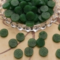 Dark green faux jade Fu character round beads for DIY jewelry making and necklaces - Green Fu Character Plate / 10 Pcs/Pack (Hole Diameter Approx 1mm)