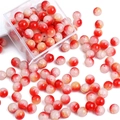 DIY 8/10mm cracked glass beads in red and white gradient for handmade jewelry making - Red And Orange Split