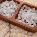Polished white plum blossom glass jade beads for DIY jewelry and necklace crafting - White Flat Pumpkin Bead