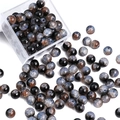 8-10mm mixed glass beads in blue and bronze finish with transparent storage box - Black Coffee Mix