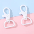 Set of two white 360-degree rotating plastic lobster clasps for DIY keychains and crafts - 22x40mm / White