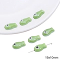 Green fish shaped ceramic bead for DIY bracelets with glossy finish 19x10mm size - Double-Sided Fish (19x10mm)