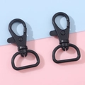 Matte black metal swivel lobster clasp with D-ring for DIY crafts and keychains - 22x40mm / Black