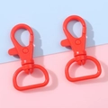 Pair of bright red plastic swivel lobster clasps for DIY keychain accessories - 22x40mm / Red