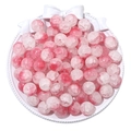 Pink and white gradient crackle glass beads 8-10mm for DIY jewelry making and craft projects - Red