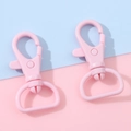 Set of two pink plastic swivel lobster clasps for DIY keychains and accessories - 22x40mm / Pink