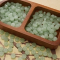 Light green pumpkin-shaped faux jade beads with traditional Chinese coin pattern for DIY crafts - Light Green Copper Coin Bead