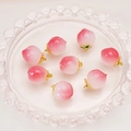 Pink gradient peach charms with green enamel leaves for DIY jewelry necklaces - Pink Peach With Green Leaf (01#)
