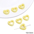 DIY handmade 15x13mm pale yellow heart-shaped ceramic beads for jewelry making - Hollow Heart / 2 Pieces/Pack (15x13mm)