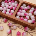 Pink and white glass peach pendants for DIY jewelry making with silver rings - Pink Peach With Silver Eye Pin (01#)