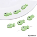 DIY ceramic fish bead in light green with white polka dots for bracelet making - Spotted Fish (19x11mm)