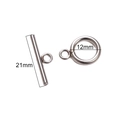 Chiusura a barra OT in acciaio inossidabile con barra da 21mm e anello da 12mm - Chiusura a T (2x21mm/2x12mm) / Colore acciaio