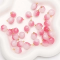 Handmade peach pendant with pink gradient glass beads and gold rings for jewelry DIY - Pink Peach With Gold Eye Pin (02#)